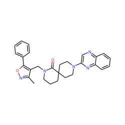 Cc1noc(-c2ccccc2)c1CN1CCCC2(CCN(c3cnc4ccccc4n3)CC2)C1=O ZINC000096173070