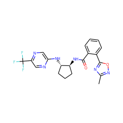 Cc1noc(-c2ccccc2C(=O)N[C@H]2CCC[C@@H]2Nc2cnc(C(F)(F)F)cn2)n1 ZINC001772612597