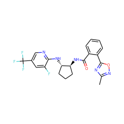 Cc1noc(-c2ccccc2C(=O)N[C@H]2CCC[C@@H]2Nc2ncc(C(F)(F)F)cc2F)n1 ZINC001772640020