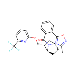 Cc1noc(-c2ccccc2C(=O)N2[C@H]3CC[C@H]2[C@H](COc2cccc(C(F)(F)F)n2)C3)n1 ZINC000226043072