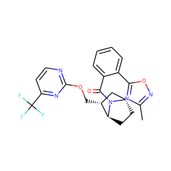 Cc1noc(-c2ccccc2C(=O)N2[C@H]3CC[C@H]2[C@H](COc2nccc(C(F)(F)F)n2)C3)n1 ZINC000226053612