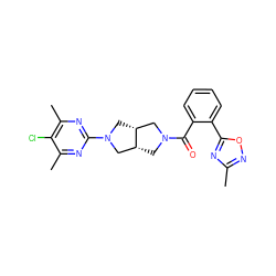 Cc1noc(-c2ccccc2C(=O)N2C[C@@H]3CN(c4nc(C)c(Cl)c(C)n4)C[C@@H]3C2)n1 ZINC000116822258