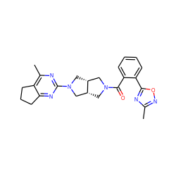 Cc1noc(-c2ccccc2C(=O)N2C[C@@H]3CN(c4nc(C)c5c(n4)CCC5)C[C@@H]3C2)n1 ZINC000116824464