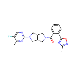 Cc1noc(-c2ccccc2C(=O)N2C[C@@H]3CN(c4ncc(F)c(C)n4)C[C@@H]3C2)n1 ZINC000116825780