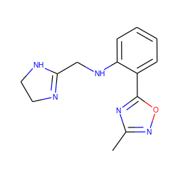 Cc1noc(-c2ccccc2NCC2=NCCN2)n1 ZINC000013438374