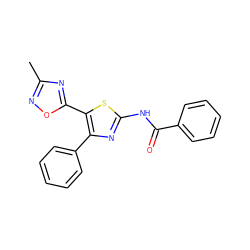 Cc1noc(-c2sc(NC(=O)c3ccccc3)nc2-c2ccccc2)n1 ZINC000035982807