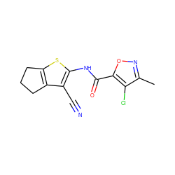 Cc1noc(C(=O)Nc2sc3c(c2C#N)CCC3)c1Cl ZINC000005007084