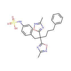 Cc1noc(C(CCCc2ccccc2)(Cc2ccc(NS(=O)(=O)O)cc2)c2nc(C)no2)n1 ZINC000034886718