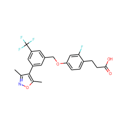 Cc1noc(C)c1-c1cc(COc2ccc(CCC(=O)O)c(F)c2)cc(C(F)(F)F)c1 ZINC000653841661