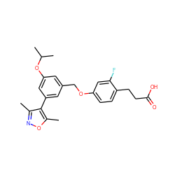 Cc1noc(C)c1-c1cc(COc2ccc(CCC(=O)O)c(F)c2)cc(OC(C)C)c1 ZINC000653852000