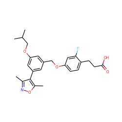 Cc1noc(C)c1-c1cc(COc2ccc(CCC(=O)O)c(F)c2)cc(OCC(C)C)c1 ZINC000653847604