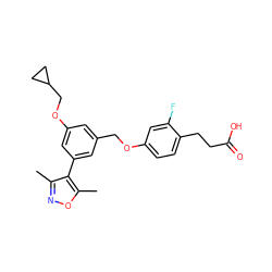 Cc1noc(C)c1-c1cc(COc2ccc(CCC(=O)O)c(F)c2)cc(OCC2CC2)c1 ZINC000653847641