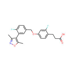 Cc1noc(C)c1-c1cc(COc2ccc(CCC(=O)O)c(F)c2)ccc1F ZINC000653842836