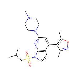 Cc1noc(C)c1-c1cc(N2CCN(C)CC2)nc2c1ccn2S(=O)(=O)CC(C)C ZINC000653842867