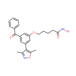 Cc1noc(C)c1-c1cc(OCCCCC(=O)NO)cc(C(=O)c2ccccc2)c1 ZINC000653899225