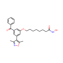 Cc1noc(C)c1-c1cc(OCCCCCCCC(=O)NO)cc(C(=O)c2ccccc2)c1 ZINC000653903293