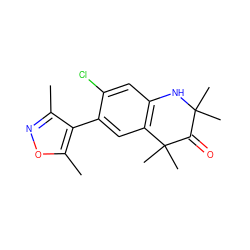 Cc1noc(C)c1-c1cc2c(cc1Cl)NC(C)(C)C(=O)C2(C)C ZINC000473127494