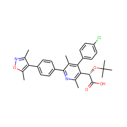 Cc1noc(C)c1-c1ccc(-c2nc(C)c([C@H](OC(C)(C)C)C(=O)O)c(-c3ccc(Cl)cc3)c2C)cc1 ZINC000144577755