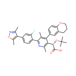 Cc1noc(C)c1-c1ccc(-c2nc(C)c([C@H](OC(C)(C)C)C(=O)O)c(-c3ccc4c(c3)CCCO4)c2C)c(F)c1 ZINC000169352749