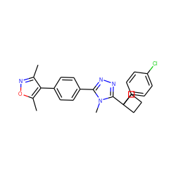 Cc1noc(C)c1-c1ccc(-c2nnc(C3(c4ccc(Cl)cc4)CCC3)n2C)cc1 ZINC000071315951