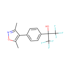 Cc1noc(C)c1-c1ccc(C(O)(C(F)(F)F)C(F)(F)F)cc1 ZINC000028569412