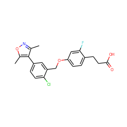 Cc1noc(C)c1-c1ccc(Cl)c(COc2ccc(CCC(=O)O)c(F)c2)c1 ZINC000653842808