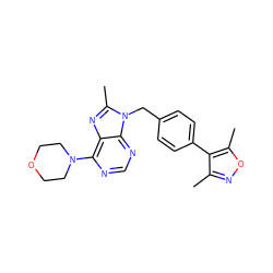 Cc1noc(C)c1-c1ccc(Cn2c(C)nc3c(N4CCOCC4)ncnc32)cc1 ZINC001772620661