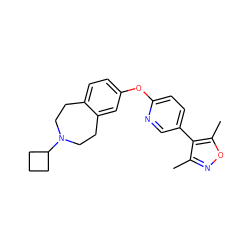 Cc1noc(C)c1-c1ccc(Oc2ccc3c(c2)CCN(C2CCC2)CC3)nc1 ZINC000103242316