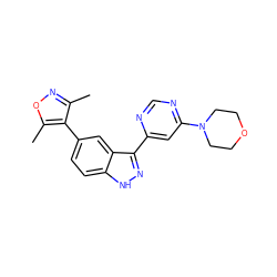 Cc1noc(C)c1-c1ccc2[nH]nc(-c3cc(N4CCOCC4)ncn3)c2c1 ZINC000225555610