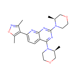 Cc1noc(C)c1-c1ccc2c(N3CCOC[C@@H]3C)nc(N3CCOC[C@@H]3C)nc2n1 ZINC000143364276