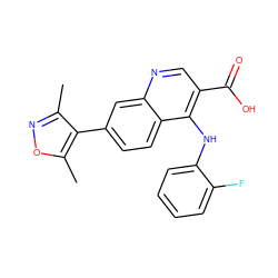 Cc1noc(C)c1-c1ccc2c(Nc3ccccc3F)c(C(=O)O)cnc2c1 ZINC000095576964