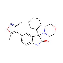 Cc1noc(C)c1-c1ccc2c(c1)[C@@](C1CCCCC1)(N1CCOCC1)C(=O)N2 ZINC000219347147