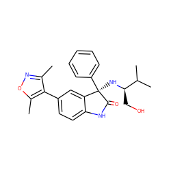 Cc1noc(C)c1-c1ccc2c(c1)[C@@](N[C@H](CO)C(C)C)(c1ccccc1)C(=O)N2 ZINC001772576016