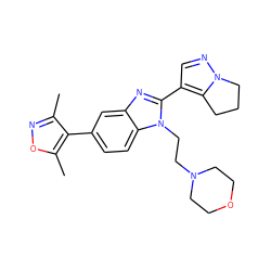 Cc1noc(C)c1-c1ccc2c(c1)nc(-c1cnn3c1CCC3)n2CCN1CCOCC1 ZINC001772597393