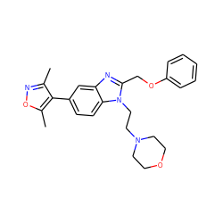 Cc1noc(C)c1-c1ccc2c(c1)nc(COc1ccccc1)n2CCN1CCOCC1 ZINC001772615584