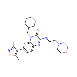 Cc1noc(C)c1-c1ccc2nc(NCCN3CCOCC3)c(=O)n(CC3CCCCC3)c2n1 ZINC000042989851