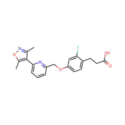 Cc1noc(C)c1-c1cccc(COc2ccc(CCC(=O)O)c(F)c2)n1 ZINC000653847620