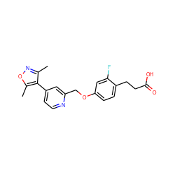 Cc1noc(C)c1-c1ccnc(COc2ccc(CCC(=O)O)c(F)c2)c1 ZINC000653848661