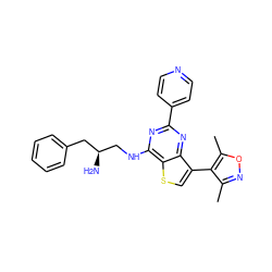 Cc1noc(C)c1-c1csc2c(NC[C@@H](N)Cc3ccccc3)nc(-c3ccncc3)nc12 ZINC000223669707