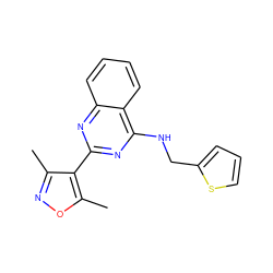 Cc1noc(C)c1-c1nc(NCc2cccs2)c2ccccc2n1 ZINC000004266133