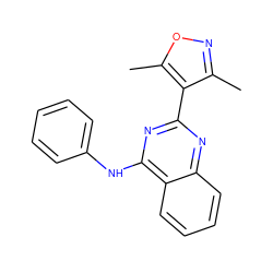 Cc1noc(C)c1-c1nc(Nc2ccccc2)c2ccccc2n1 ZINC000004258381