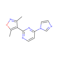 Cc1noc(C)c1-c1nccc(-n2ccnc2)n1 ZINC000004239460