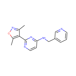 Cc1noc(C)c1-c1nccc(NCc2cccnc2)n1 ZINC000004258579