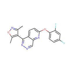 Cc1noc(C)c1-c1nncc2nc(Oc3ccc(F)cc3F)ccc12 ZINC000138255365