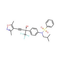 Cc1noc(C)c1C#C[C@@](O)(c1ccc(N(CC(C)C)S(=O)(=O)c2ccccc2)cc1)C(F)(F)F ZINC000084688420