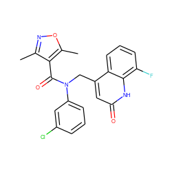 Cc1noc(C)c1C(=O)N(Cc1cc(=O)[nH]c2c(F)cccc12)c1cccc(Cl)c1 ZINC000045505730