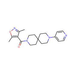 Cc1noc(C)c1C(=O)N1CCC2(CC1)CCN(c1ccncc1)CC2 ZINC000003956214