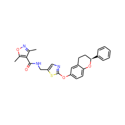 Cc1noc(C)c1C(=O)NCc1cnc(Oc2ccc3c(c2)CC[C@@H](c2ccccc2)O3)s1 ZINC000169710519