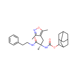 Cc1noc(C)c1C[C@@](C)(NC(=O)OC1C2CC3CC(C2)CC1C3)C(=O)NCCc1ccccc1 ZINC000026166974