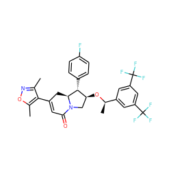Cc1noc(C)c1C1=CC(=O)N2C[C@H](O[C@H](C)c3cc(C(F)(F)F)cc(C(F)(F)F)c3)[C@@H](c3ccc(F)cc3)[C@@H]2C1 ZINC000049802159